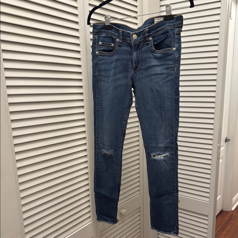 rag & bone Blue Ankle Cropped Jeans